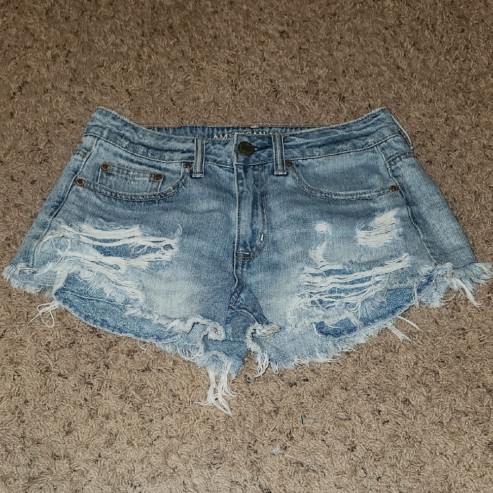 American Eagle-  Women's High-Rise Festival Distresed Denim Shorts- Sz 4